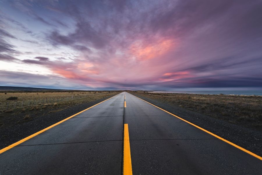 A long stretch of highway into the horizon