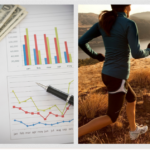 On the left, financial planning tools, on the right, a women long-distance running.
